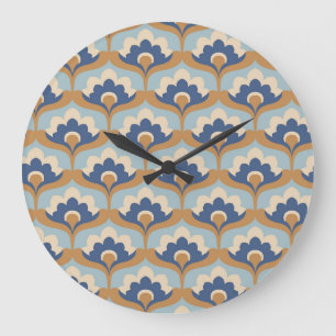 Vintages florales Nahtloses Design. Große Wanduhr