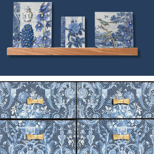 Vintages florales Navy Blauer Elegante Deko Seidenpapier