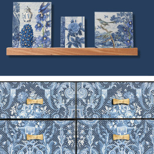 Vintages florales Navy Blauer Elegante Deko Seidenpapier