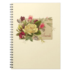 Vintages, florales Personalisiertes Notebook Notizblock