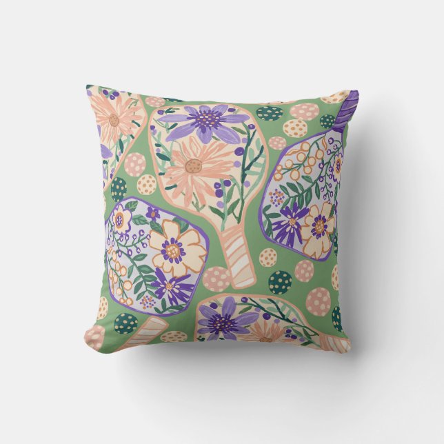 Vintages florales Pickleball-Design Kissen (Vorderseite)