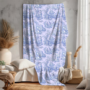 Vintages florales Retro-blaues lila Toile de jouy Fleecedecke