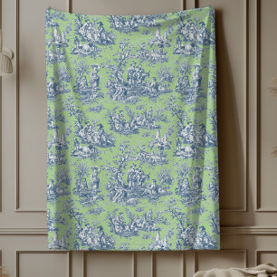 Vintages florales Retro-Grün, blaue Jouilette Fleecedecke