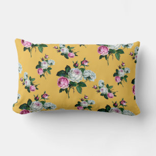 Vintages florales Shabby Chic Rosa Rosen Gelb Lendenkissen