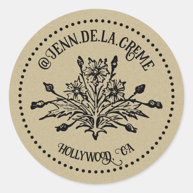 Vintages florales Thistelnetz Runder Aufkleber (Vorderseite)