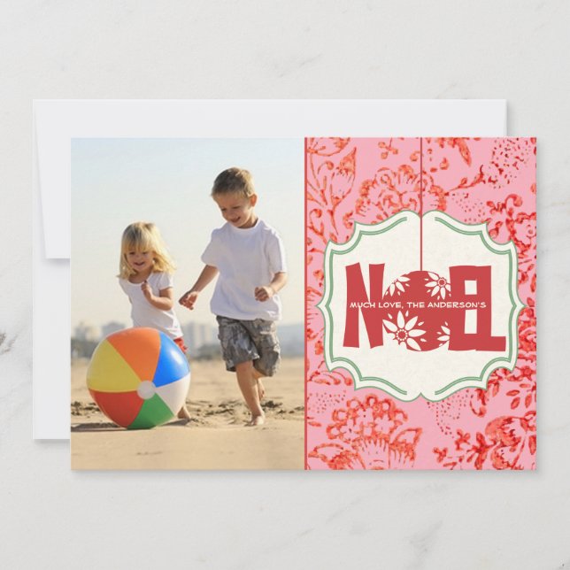 Vintages florales Weihnachten Weihnachtsfotokarte (Vorderseite)