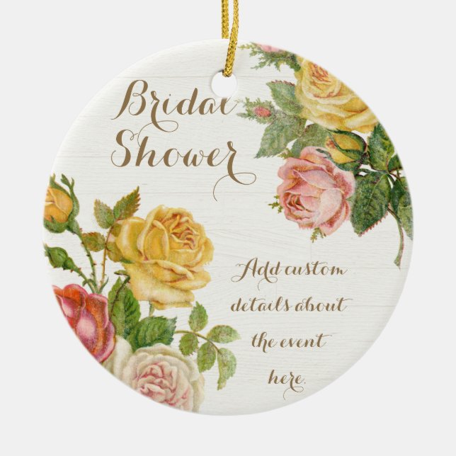 Vintages florales Whitewash Spring Brautparty Keramikornament (Vorne)