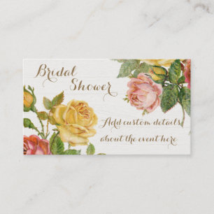 Vintages florales Whitewash Spring Brautparty Visitenkarte