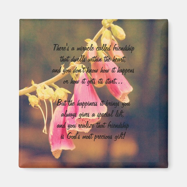 Vintages florales Wunder der Freundschaft Gedicht  Magnet (Vorne)