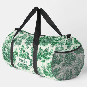 Vintages floralgrünes Toiljoumongramm Duffle Bag