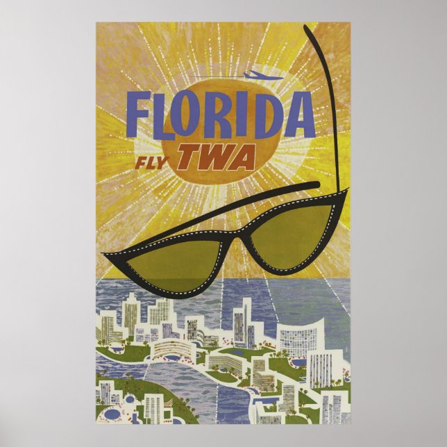 Vintages Florida Reiseplakat, Retro Illustration Poster (Vorne)