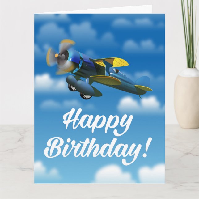 Vintages Flugzeug alles Gute zum Geburtstag in Karte (Vorderseite)