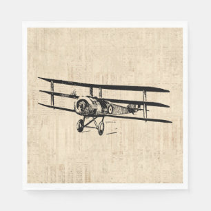 Vintages Flugzeug Altes antikes Flugzeug Illustrat Serviette