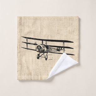 Vintages Flugzeug Altes antikes Flugzeug Illustrat Waschlappen