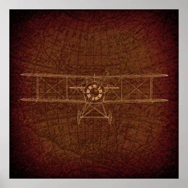 Vintages Flugzeug Antikes Flugzeug Diagramm Vintag Poster (Vorne)