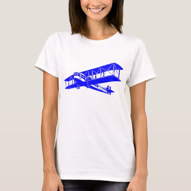 Vintages Flugzeug - Blau T-Shirt (Vorderseite)