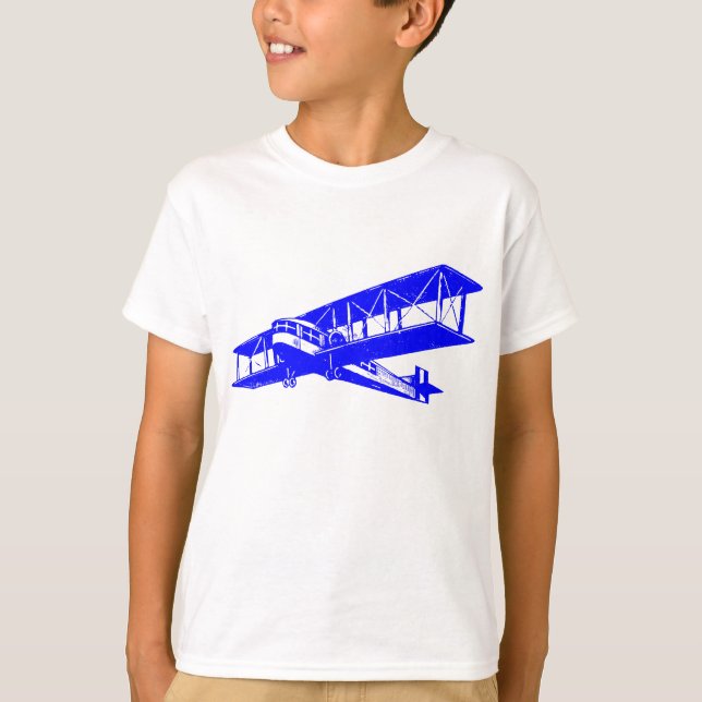 Vintages Flugzeug - Blau T-Shirt (Vorderseite)