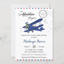 Vintages Flugzeug Blue Gold Boy Baby Dusche