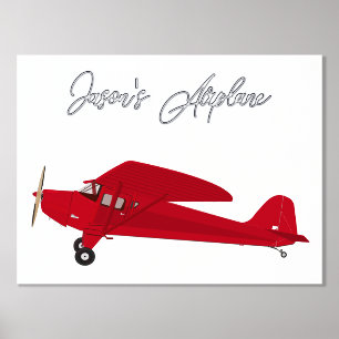 Vintages Flugzeug, das Foil Text Print Poster Zeic
