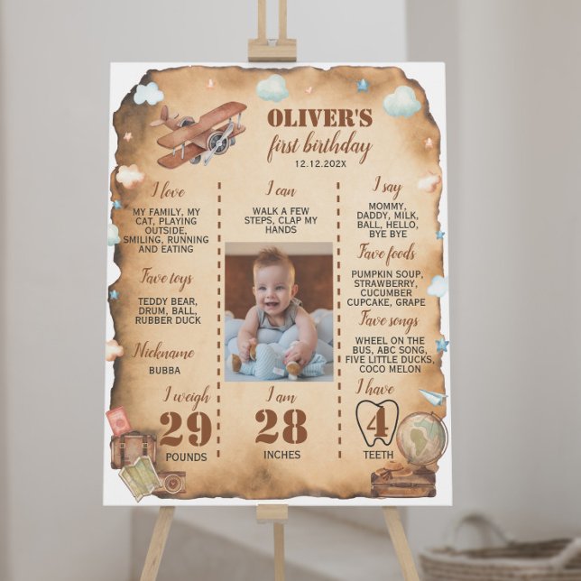 Vintages Flugzeug - Erste Geburtstagsfeier Poster (Von Creator hochgeladen)