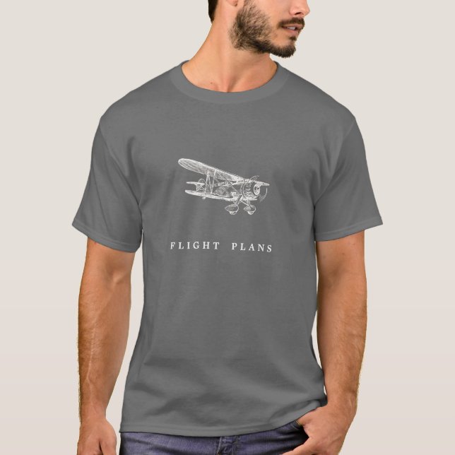 Vintages Flugzeug, Flug-Pläne T-Shirt (Vorderseite)