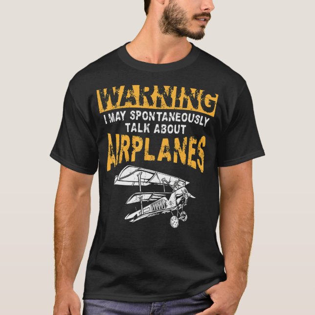 Vintages Flugzeug-Flugzeug-Warnhinweis T-Shirt (Vorderseite)