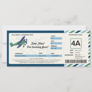 Vintages Flugzeug Geburtstag Boarding Ticket Einladung