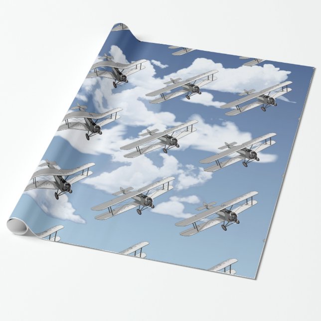 Vintages Flugzeug Geschenkpapier (Ungerollt)