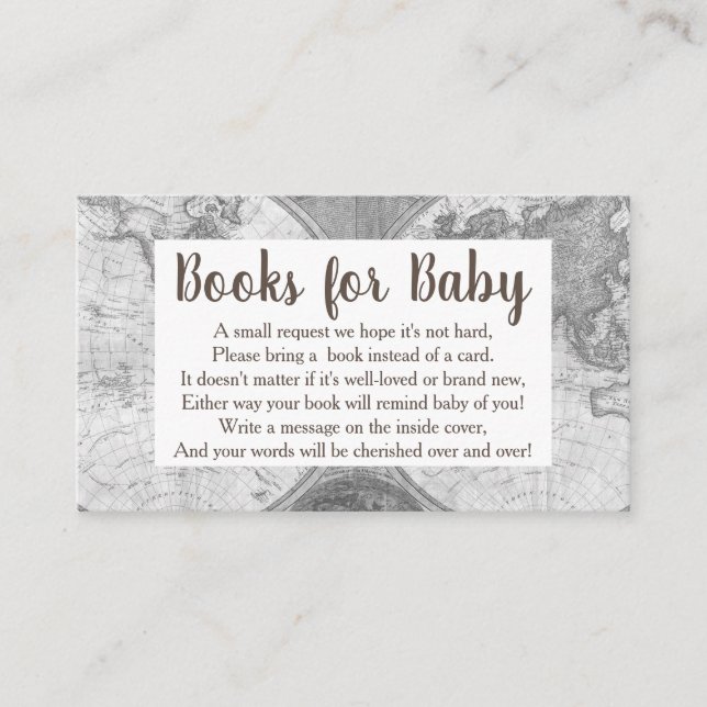 Vintages Flugzeug & Graue Weltkarte Begleitkarte (Vorderseite)