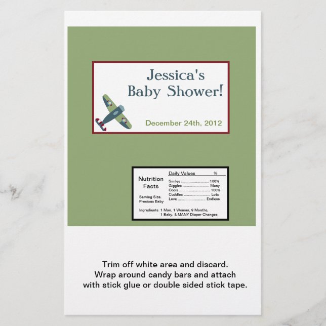 Vintages Flugzeug Großer Bonbon Bar Wrapper (Vorderseite)