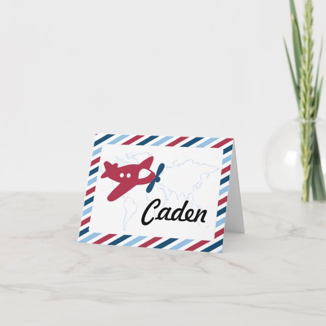 Vintages Flugzeug Luftpost Vielen Dank Dankeskarte (Vorderseite)