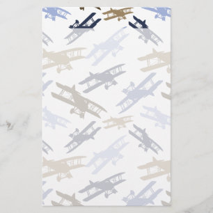 Vintages Flugzeug Muster Blau braun Briefpapier