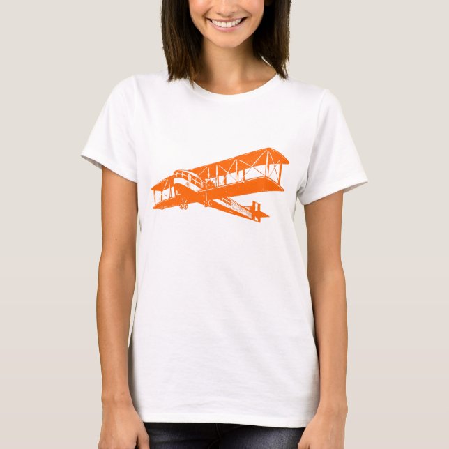 Vintages Flugzeug - Orange T-Shirt (Vorderseite)
