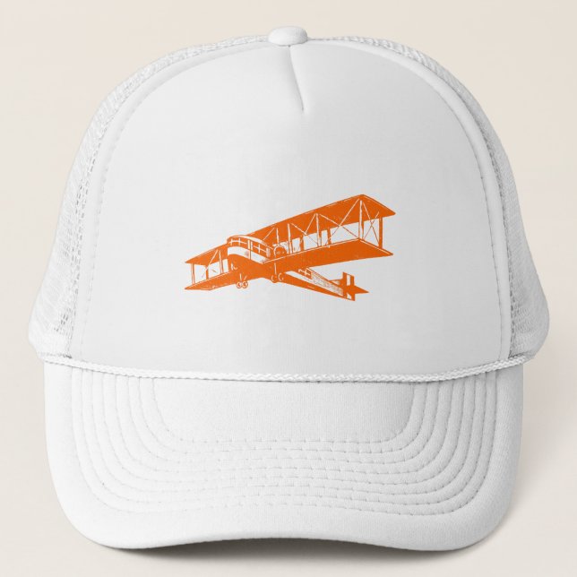 Vintages Flugzeug - Orange Truckerkappe (Vorderseite)