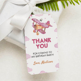 Vintages Flugzeug Pink Girl Vielen Dank Tag Geschenkanhänger