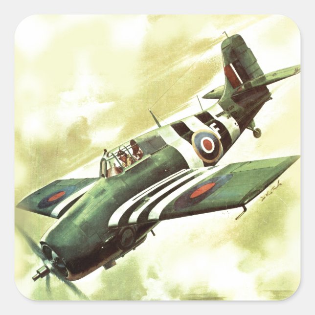 Vintages Flugzeug Quadratischer Aufkleber (Vorderseite)