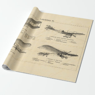 Vintages Flugzeug-Retro alte Geschenkpapier