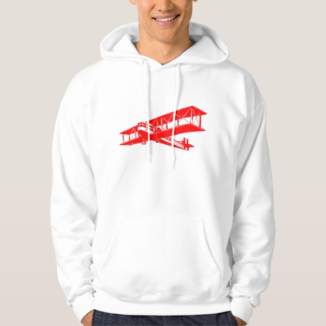 Vintages Flugzeug - Rot Hoodie (Vorderseite)