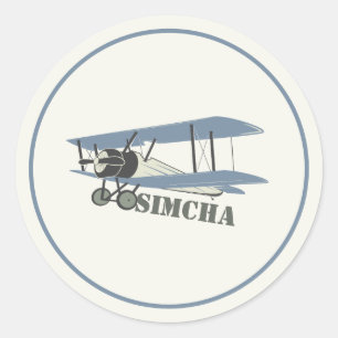 Vintages Flugzeug Runder Aufkleber