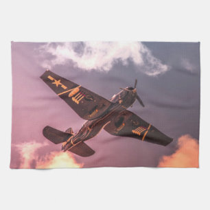 Vintages Flugzeug Schöner Himmel Geschirrtuch