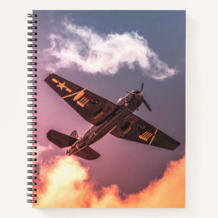 Vintages Flugzeug Schöner Himmel Notizbuch