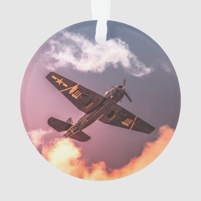 Vintages Flugzeug Schöner Himmel Ornament (Rückseite)