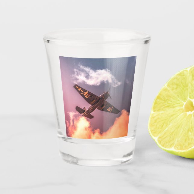Vintages Flugzeug Schöner Himmel Schnapsglas (Vorderseite)