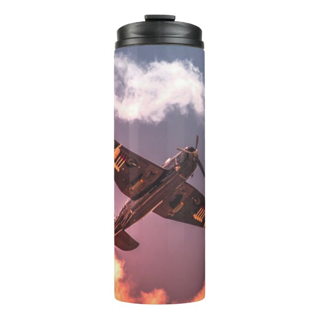 Vintages Flugzeug Schöner Himmel Thermosbecher (Vorderseite)