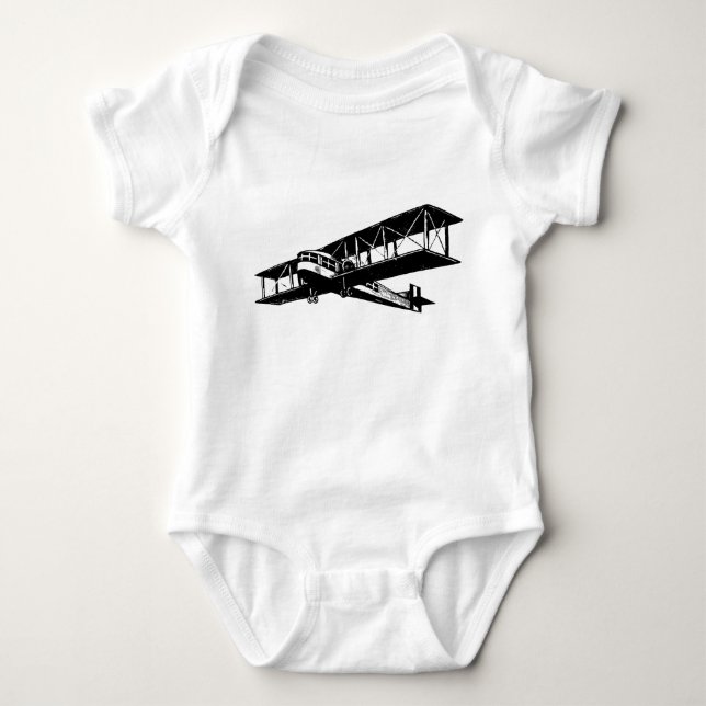 Vintages Flugzeug - Schwarz Baby Strampler (Vorderseite)