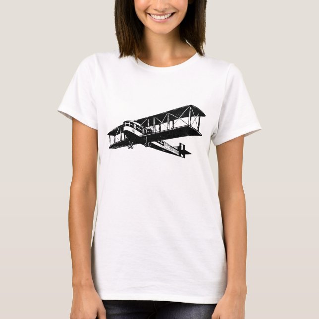 Vintages Flugzeug - Schwarz T-Shirt (Vorderseite)