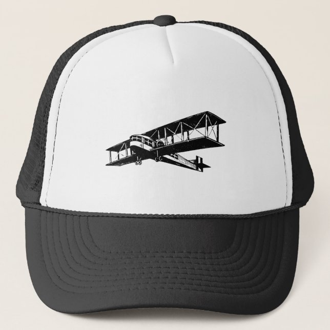 Vintages Flugzeug - Schwarz Truckerkappe (Vorderseite)