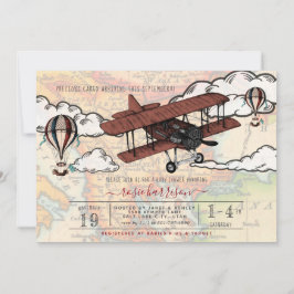 Vintages Flugzeug | Travel Baby Dusche Einladung