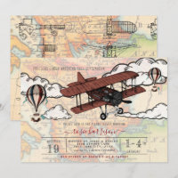 Vintages Flugzeug | Travel Baby Dusche