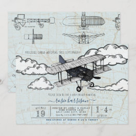 Vintages Flugzeug | Travel Baby Dusche Einladung